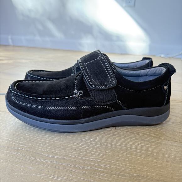 Propet Mens Porter Loafers Size 10 W (E) Black New With Box Hook And Loop Strap - Picture 4 of 7